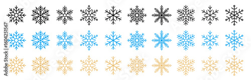  Snowflake icons collection. Happy new year, xmas, christmas. Snowflakes icons. Snowflake vector . New year ornament