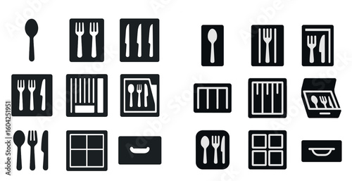 Culinary and kitchen solid icons set – filled, dining, cooking symbol graphics