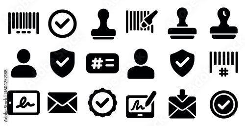 Document management solid icons set – office, organization, workflow essentials