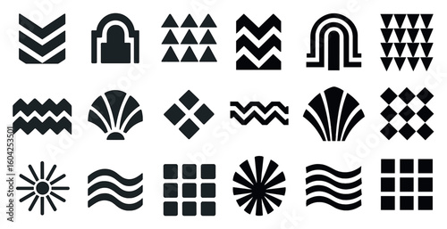Abstract pattern silhouette icons set – graphic, design, decorative elements