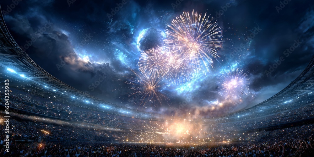 custom made wallpaper toronto digitalFireworks exploding over a crowded stadium during a night celebration