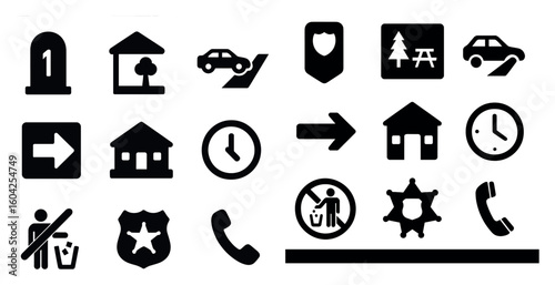 Road safety solid icons set – silhouette, traffic, signage symbols