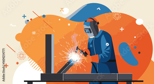 Professional Welder Welding Steel Structure