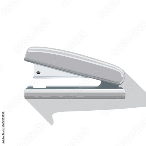 Office stapler illustration for office supplies stationery and organization concept staple design gray metal object tool accessory