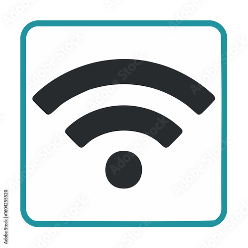 Teal Framed Wireless Internet Network Connection Icon Symbol Technology Communication Square Shape