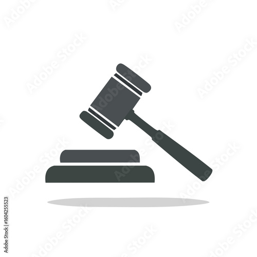 Gavel for court actions law justice auctions or legal concepts isolated on black simple flat design clean style
