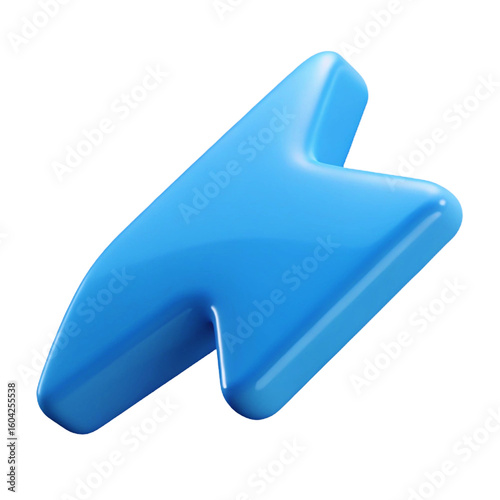 Shiny blue lightning bolt symbol 3D render isolated on a transparent background icon electricity