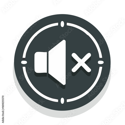Muted volume icon illustration No sound symbol Off audio speaker control Silent mode communication technology interface
