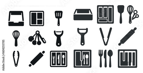 Kitchen and cooking solid icons set – culinary, filled, kitchenware graphics