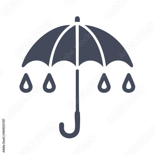 Umbrella with Rain Drops Illustration, Minimalist Weather Graphic