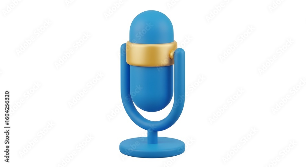 Blue microphone 3D render on white background Blue microphone 3D render on white background