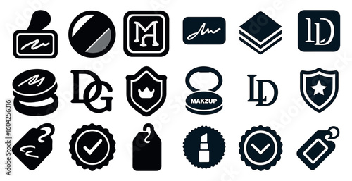 Business and communication icons set – solid, filled, branding and corporate symbols