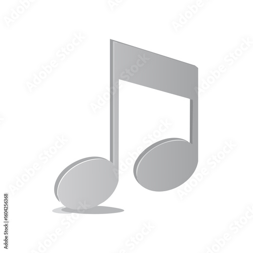 Isolated gray musical note on black background, 3D render for song, composition, melody concepts.
