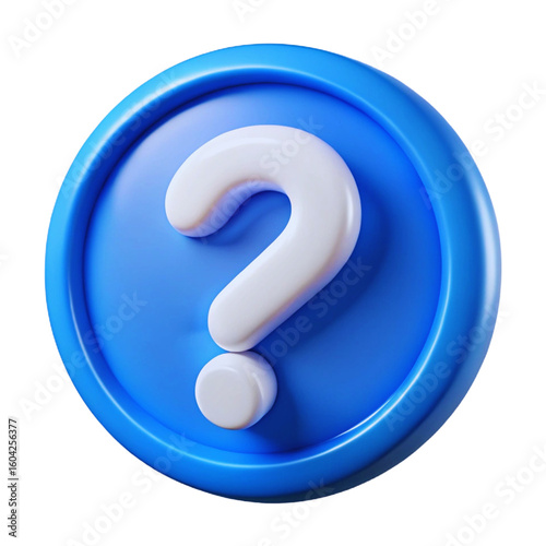 White question mark on a blue circular background isolated on a transparent background symbol