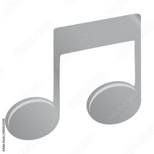 Isolated silver musical note icon on black backdrop for music, sound, or entertainment