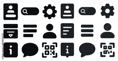 User interface solid icons set – flat, filled, ui and ux design symbols