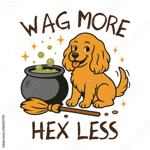 wag more hex less - Funny Dog Halloween T-shirt vector, Spooky Dog Quotes, Halloween Ghost Pets Clipart, Cute Scary Dog Shirt Sublimation, Dog Mom Shirt
