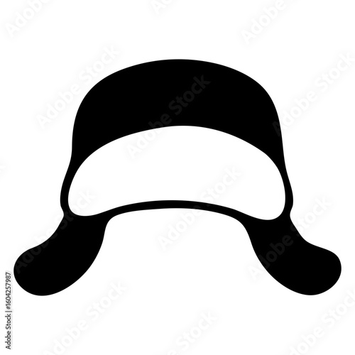 Moda de invierno. Icono con silueta de sombrero de piel con orejeras estilo ruso