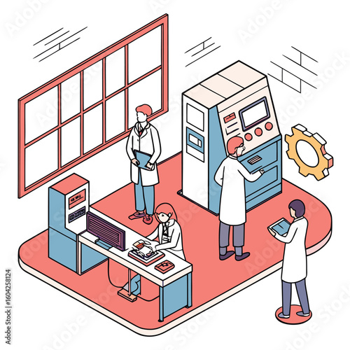  Business Innovation Lab – Flat Vector Illustration of Technology Development and Teamwork
 Adobe Illustrator Artwork
