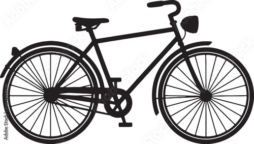 Black bicycle with spoked wheels and fenders silhouette spokes