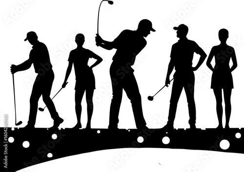 Golf Swing Silhouette Group" vector bundle