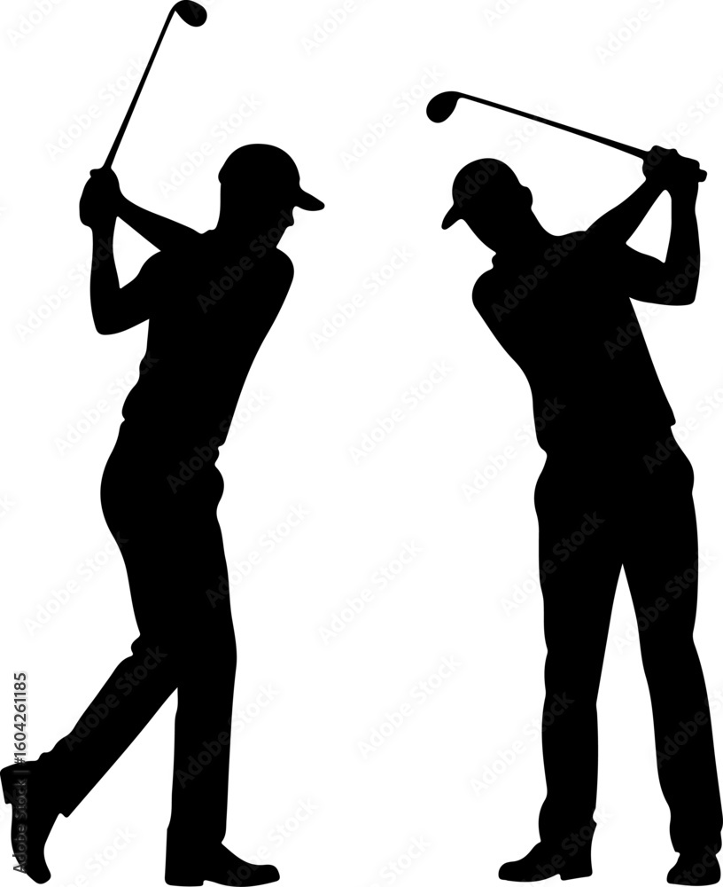 Obraz premium Golf Swing Silhouette Group