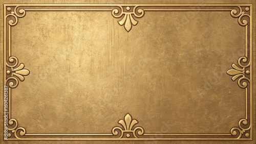 An elegant gold frame with ornate floral corners provides a luxurious border for a vintagestyle background