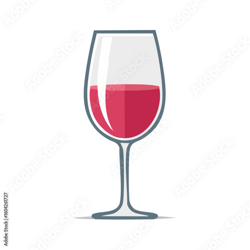 Elegant Wine Glass Illustration with Red Wine Isolated on Black Background