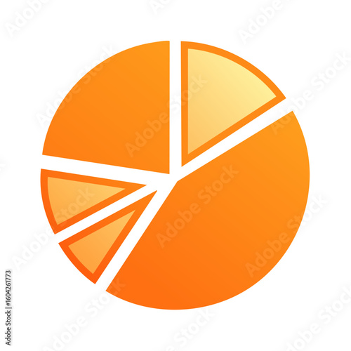 Pie chart graphic with various segments Displaying business data analysis for presentations or marketing concepts in orange colors