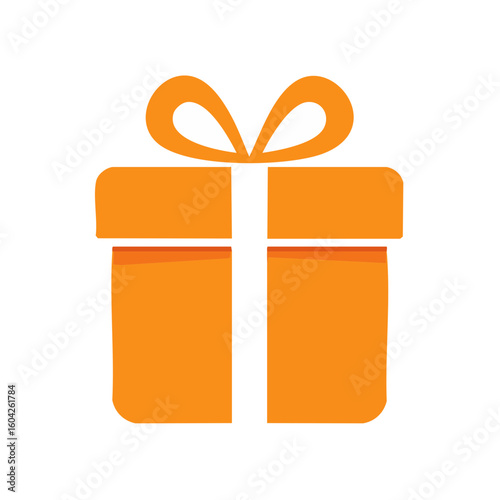 Vibrant orange gift box with white ribbon illustration against a dark background festive celebration giving surprise element