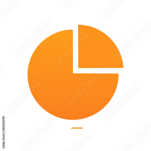 Orange pie chart icon for data analysis representation shows three quarters complete on black background for dashboard infographic design