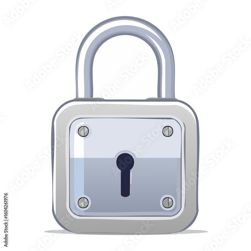 Stylized padlock vector cartoon illustration lock safety security and privacy concept with gray silver colors on black background