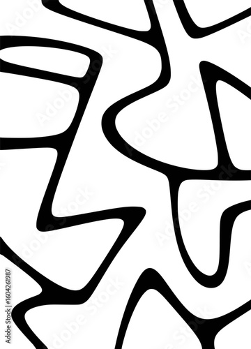Black and white abstract organic flowing lines pattern vector