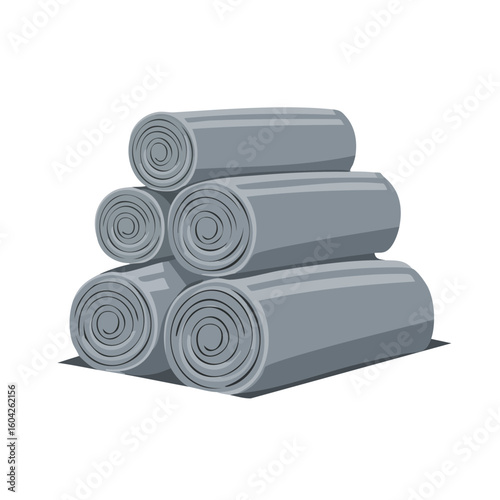 Stack of Rolled Towels Illustration in Gray Tones