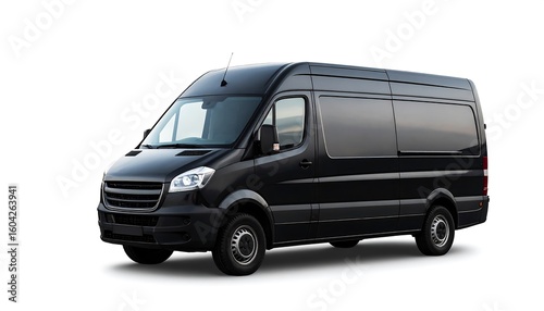 Black van on a white background