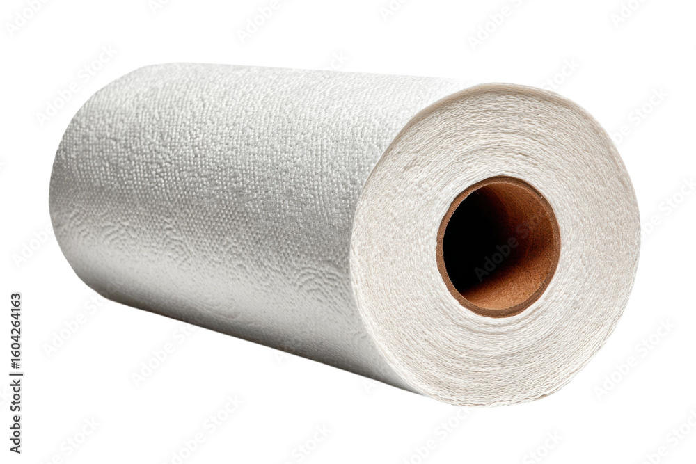 Fototapeta premium Roll of paper towels kitchen supplies absorbency daily life cleanup hygiene product white texture