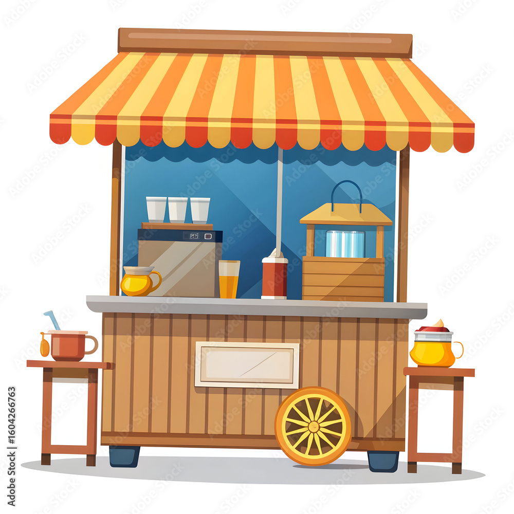 Obraz premium flat vector chai stall with digital payment sign