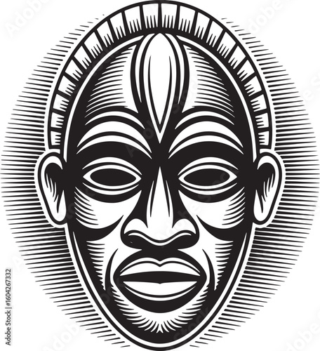 Tribal African Mask Illustration