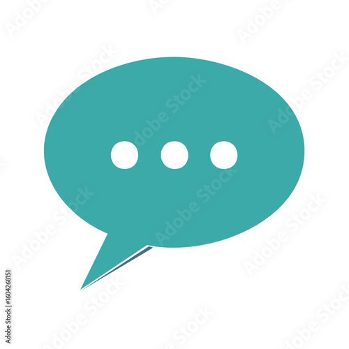 Turquoise speech bubble with ellipsis indicating waiting or loading on black background