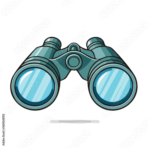 Illustrated Blue Binoculars for Observation and Exploration Tool on Dark Backdrop