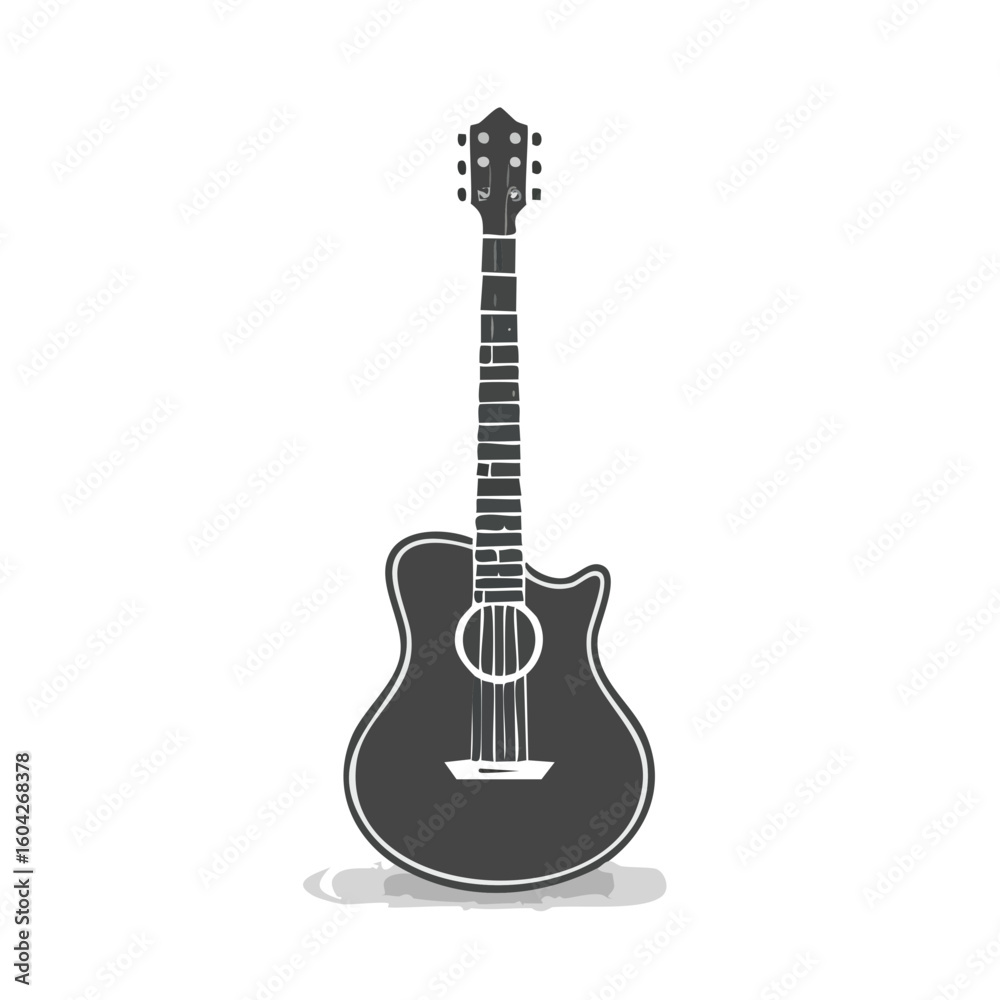 Obraz premium Acoustic guitar musical instrument on black background digital art