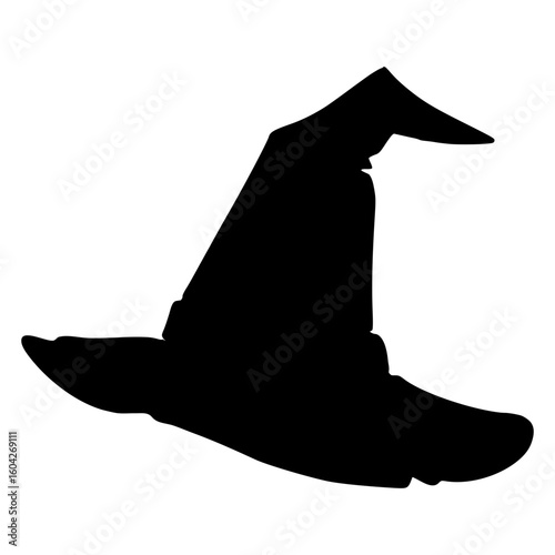 Icono con silueta de sombrero de bruja para su uso en felicitaciones y tarjetas de Halloween