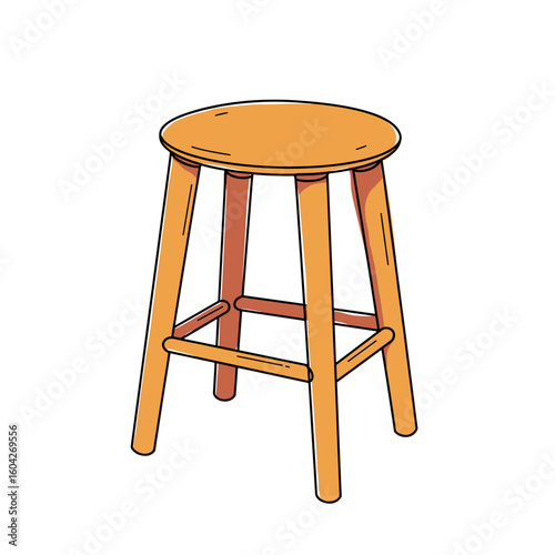 Simple wooden stool in minimalist style with natural wood finish  