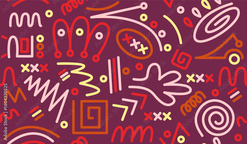 Fototapeta premium Colorful cute doodle pattern background vector design