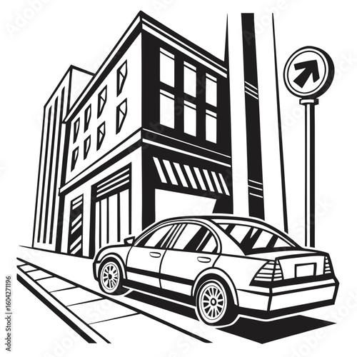 Car parked in a modern building vector image