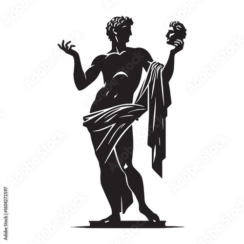 Critical Momus digital black silhouette, embodying his unique and discerning features – Momus silhouette – Momus Vector – Silhouette of Momus – Greek god silhouette

