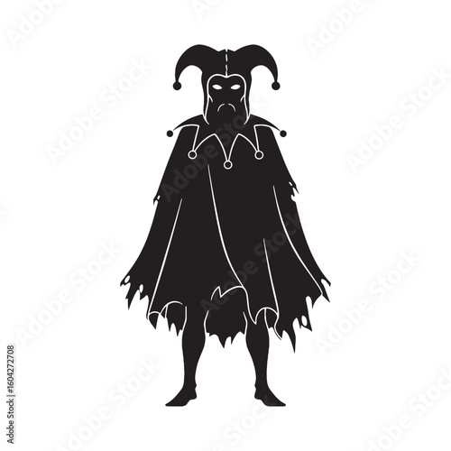 Cynical Momus digital black silhouette, showcasing his distinctive and disapproving form – Momus silhouette – Momus Vector – Silhouette of Momus – Greek god vector

