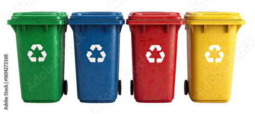 Four colored recycling bins (1)