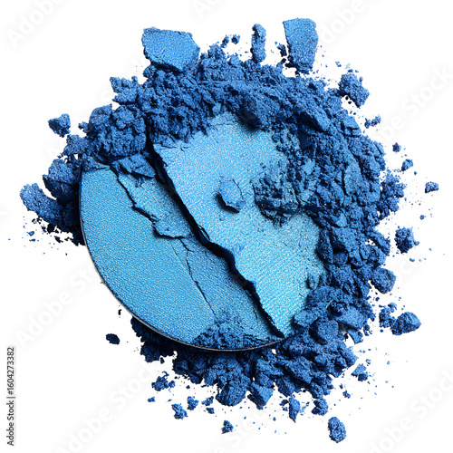 Crushed blue eyeshadow makeup palette vibrant color texture splash