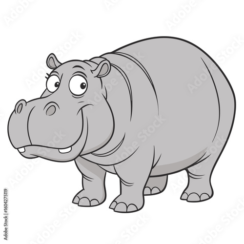 hippopotamus vector art with white background.